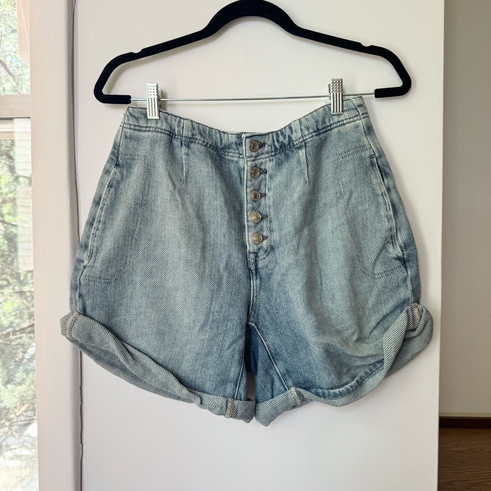 New Free People Osaka Jean Shorts Blue 26 - Picture 4 of 11